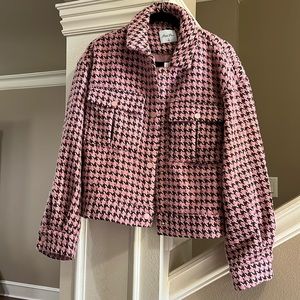NWT Petal Dew shacket, size medium, pink and brown herringbone
